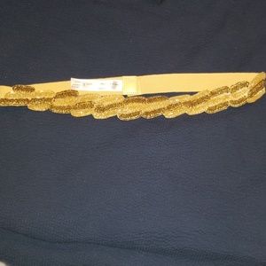 Anthropologie Beaded Gold Snap Belt L